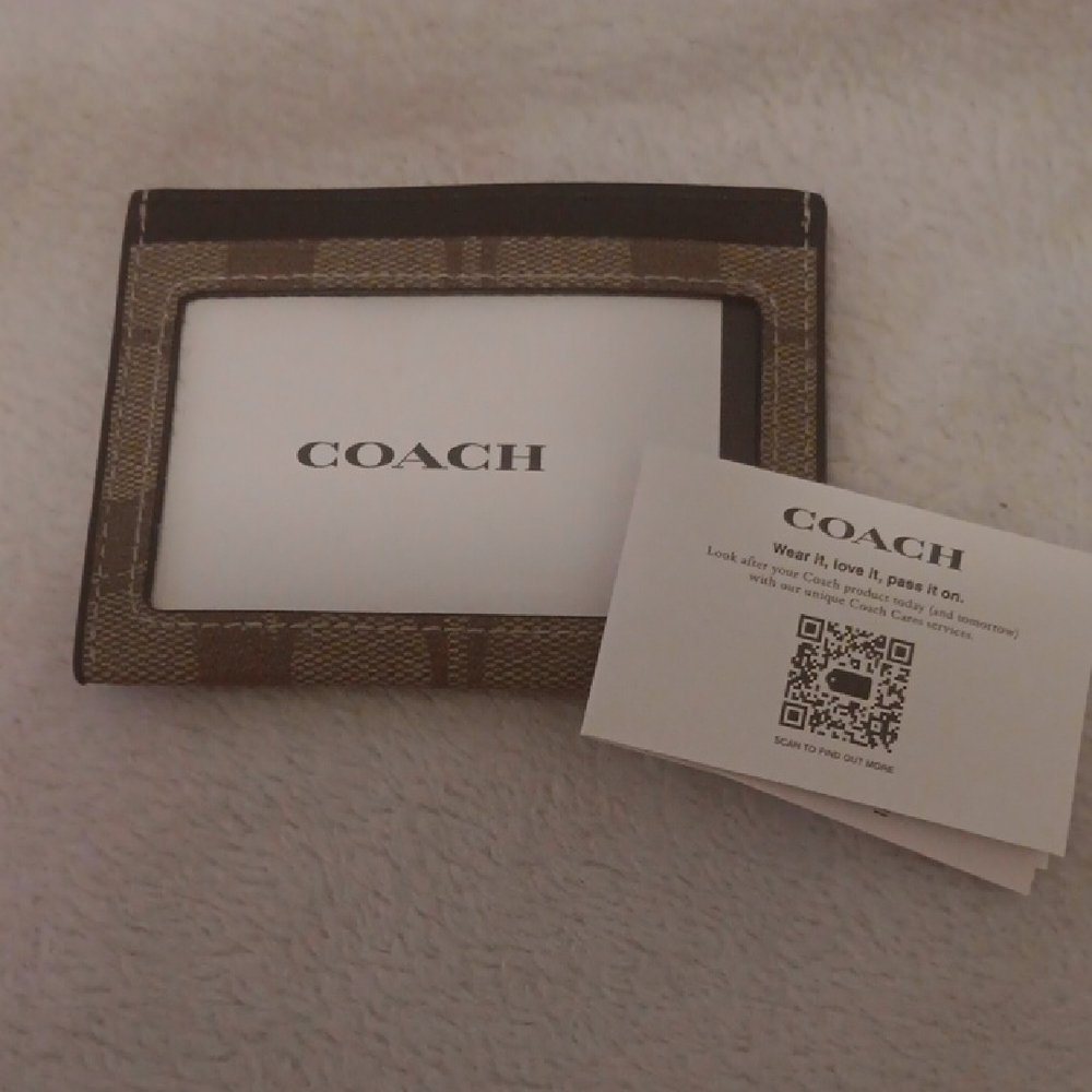 Coach Tan and Brown Card Holder - Picture 3 of 5